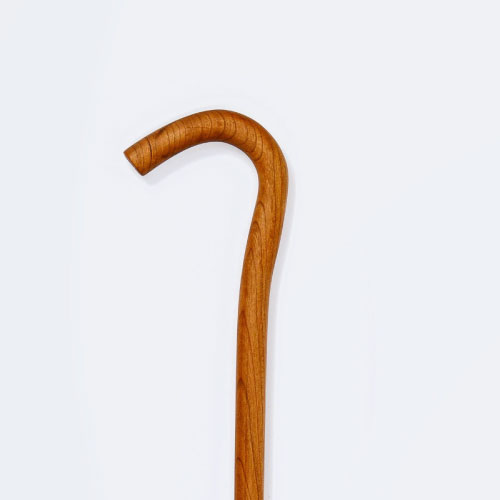 عصا خيزران إماراتية تراثية بمقبض منحني ونقشة خشبية طبيعية - Traditional Wooden Cane.